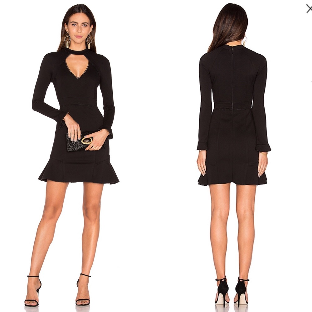 NICHOLAS Long Sleeve Diamond Cut Out Ponti Dress